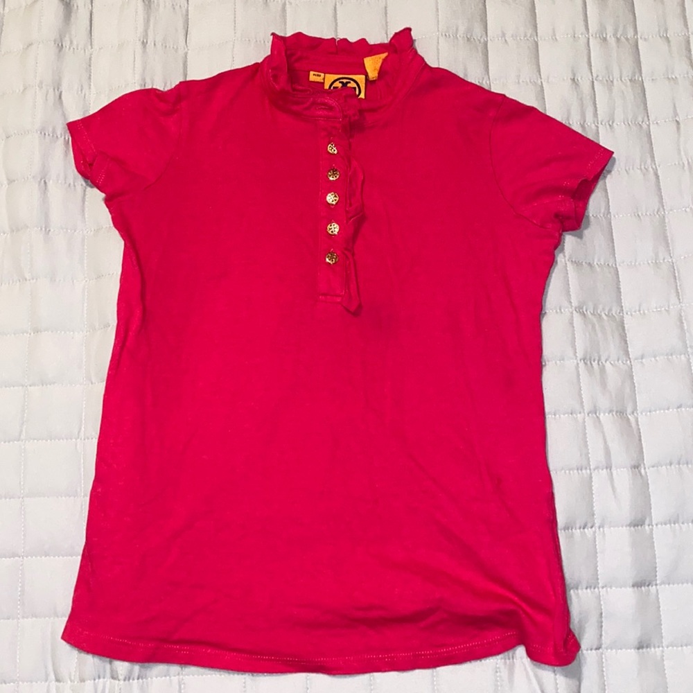 Hot pink short sleeve Tory Burch polo